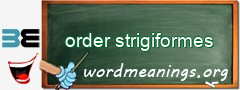 WordMeaning blackboard for order strigiformes